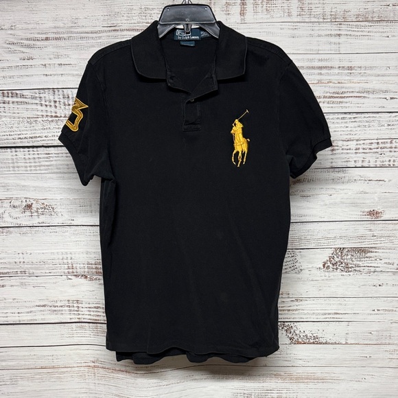 Polo Ralph Lauren Men's Big Pony Custom Custom Fit Mesh Polo Black - Picture 3 of 6
